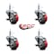 Service Caster 3'' Red Poly Swivel 7/16'' Grip Ring Stem Caster Set with Brake, 4PK SCC-GR20S314-PPUB-RED-TLB-716138-4 - alternate 4